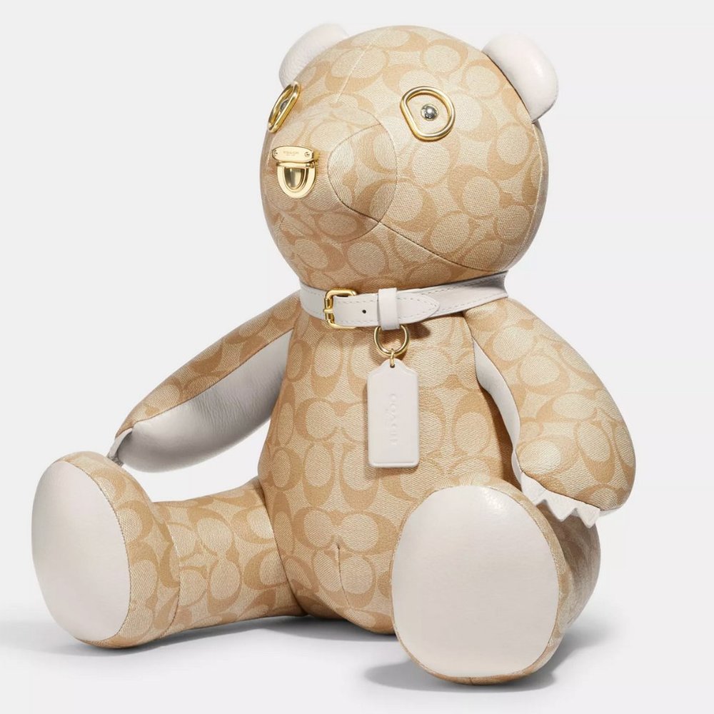 NWT Coach Collectible Large Teddy Bear In Signature Canvas